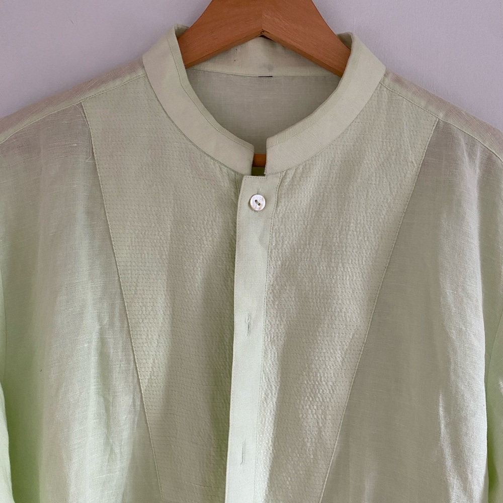 Men's Faint Green Long Sleeve Shirt (Eastern Collar)